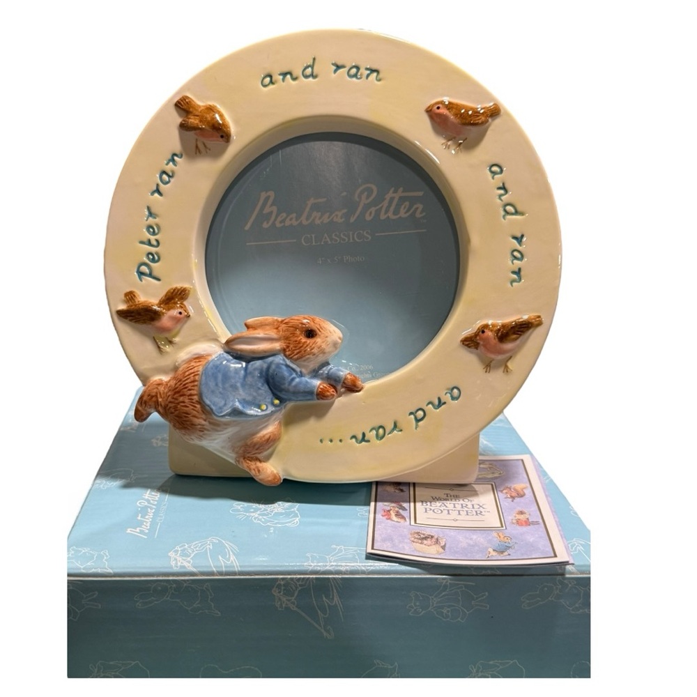 Beatrix Potter Peter Ran and Ran Peter Rabbit Ceramic Photo Frame by Enesco